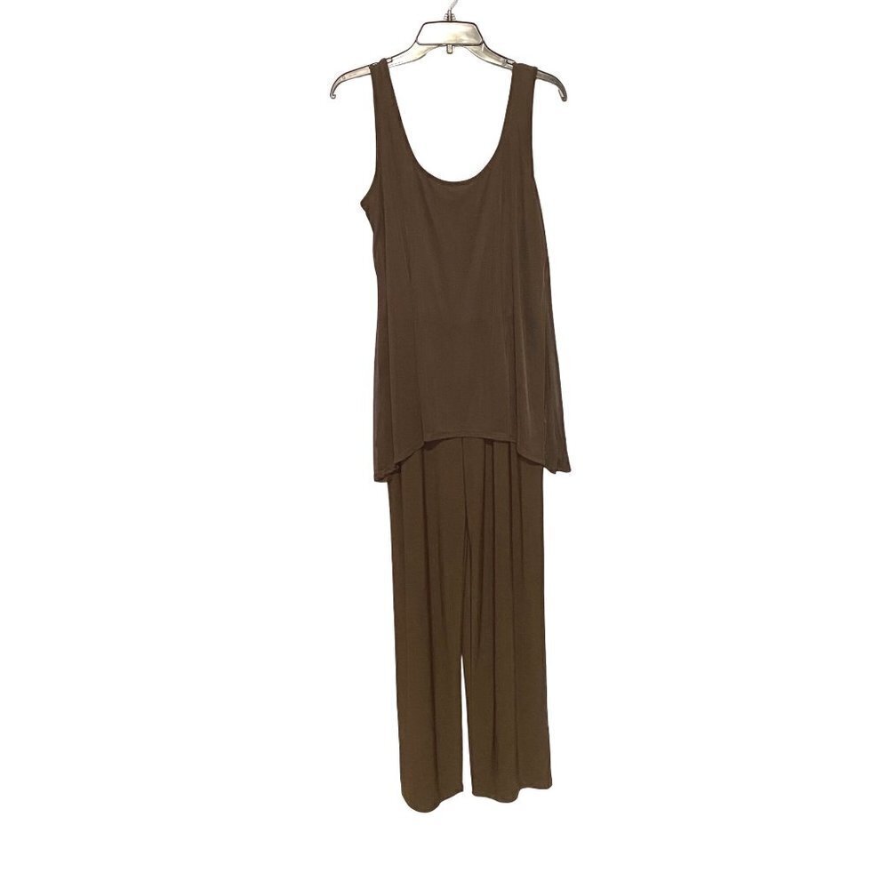 Tiana B Women's Size Medium Layered Sleeveless Brown Pull On Jumpsuit NWOT